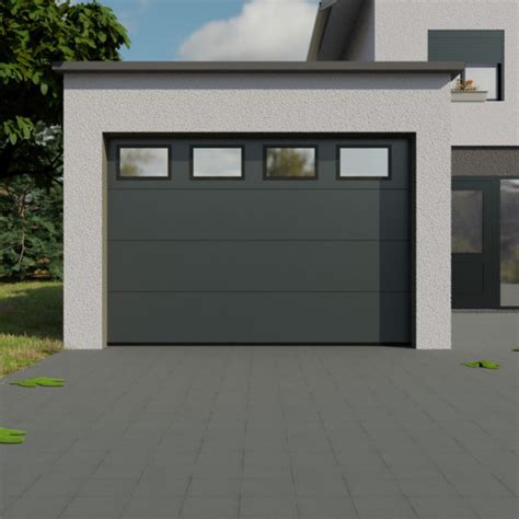 porte sectionnelle avec hublot|Porte de garage sectionnelle avec hublots ALUNOX.